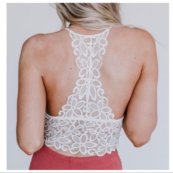 ANNA-Racerback Flowers Lace Bralette - Picture 3 of 5